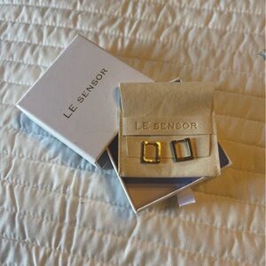 REDUCED! NWOT LE SENSOR square Gold hoop Earrings